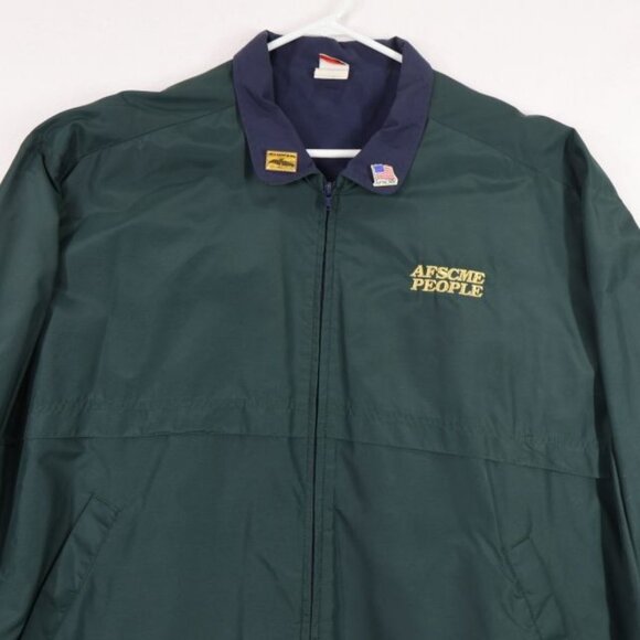 Vintage AFSCME People Union Line Jacket Mens 2XL Green Long Sleeve Made in USA - Picture 2 of 12